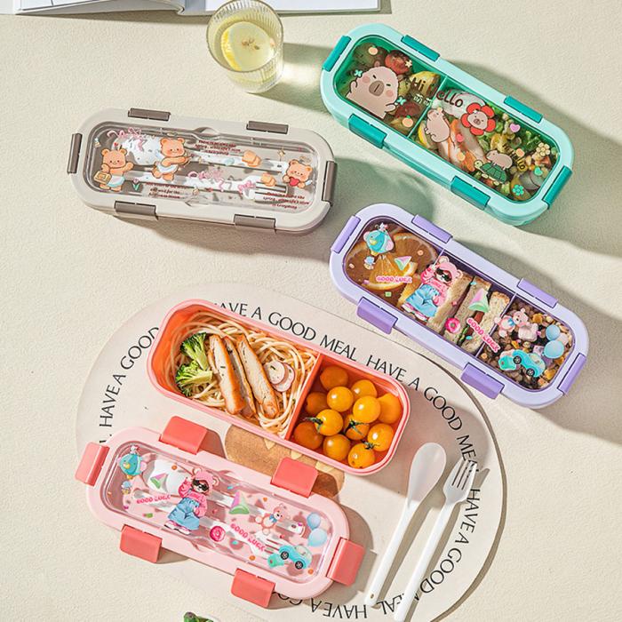 (印花款)愛悅長(zhǎng)方形便當(dāng)盒兩格/三格可選  